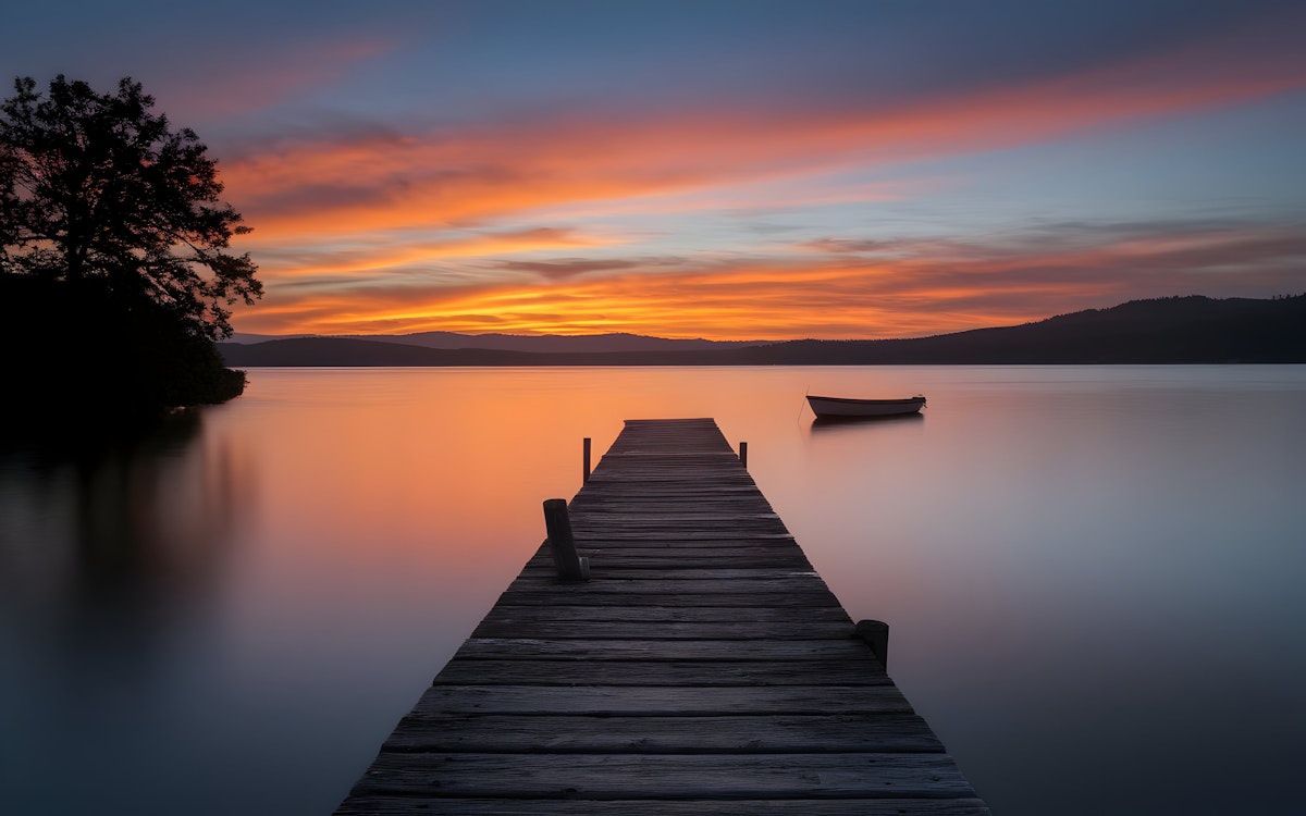 Ruhiger Sonnenuntergang am See
